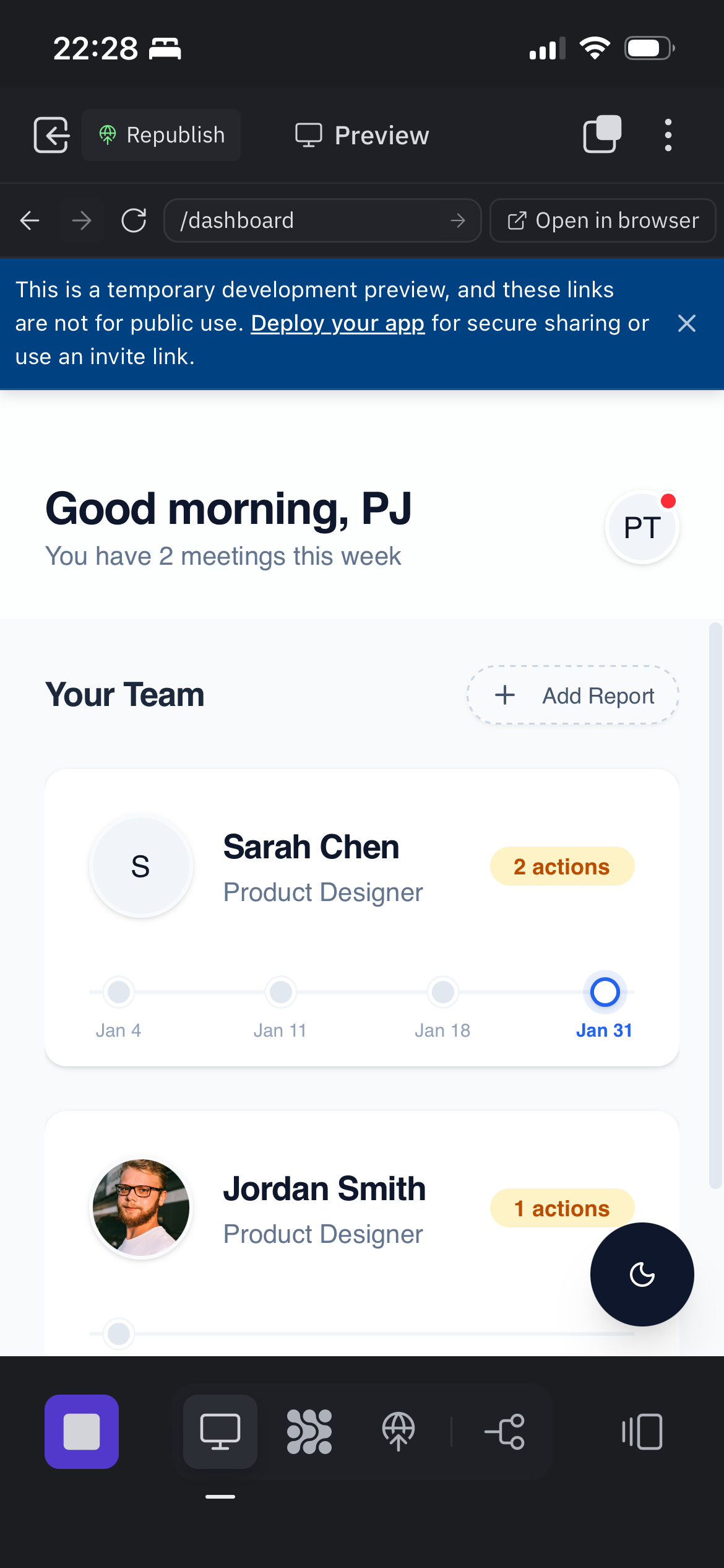screenshot of a mobile app for 1-1s