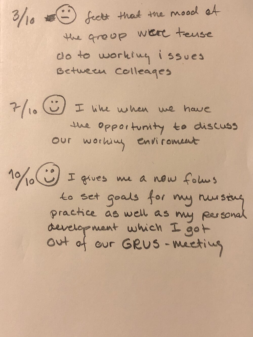 An entry from one of the caregivers’ journal entry, which was sparsel filled up (and the caregiver was the only person out of 5 caregivers to return a filled journal)
